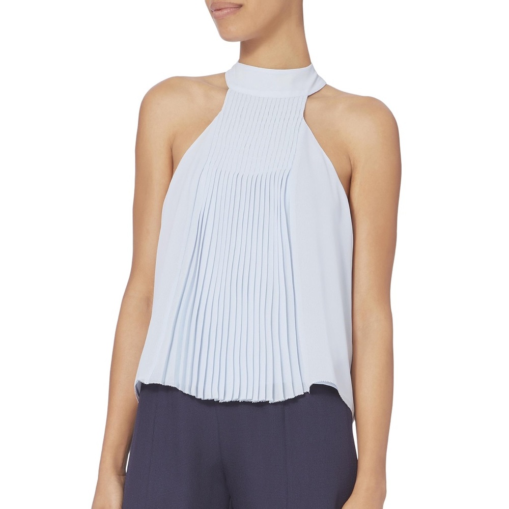 Intermix Blue Pleated Tank Top Blouse